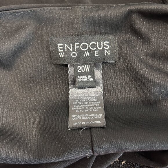 Enfocus Studio Black Stretch Cocktail Dress • Women’s 20W Lace Skirt Nude Lined - Picture 3 of 5